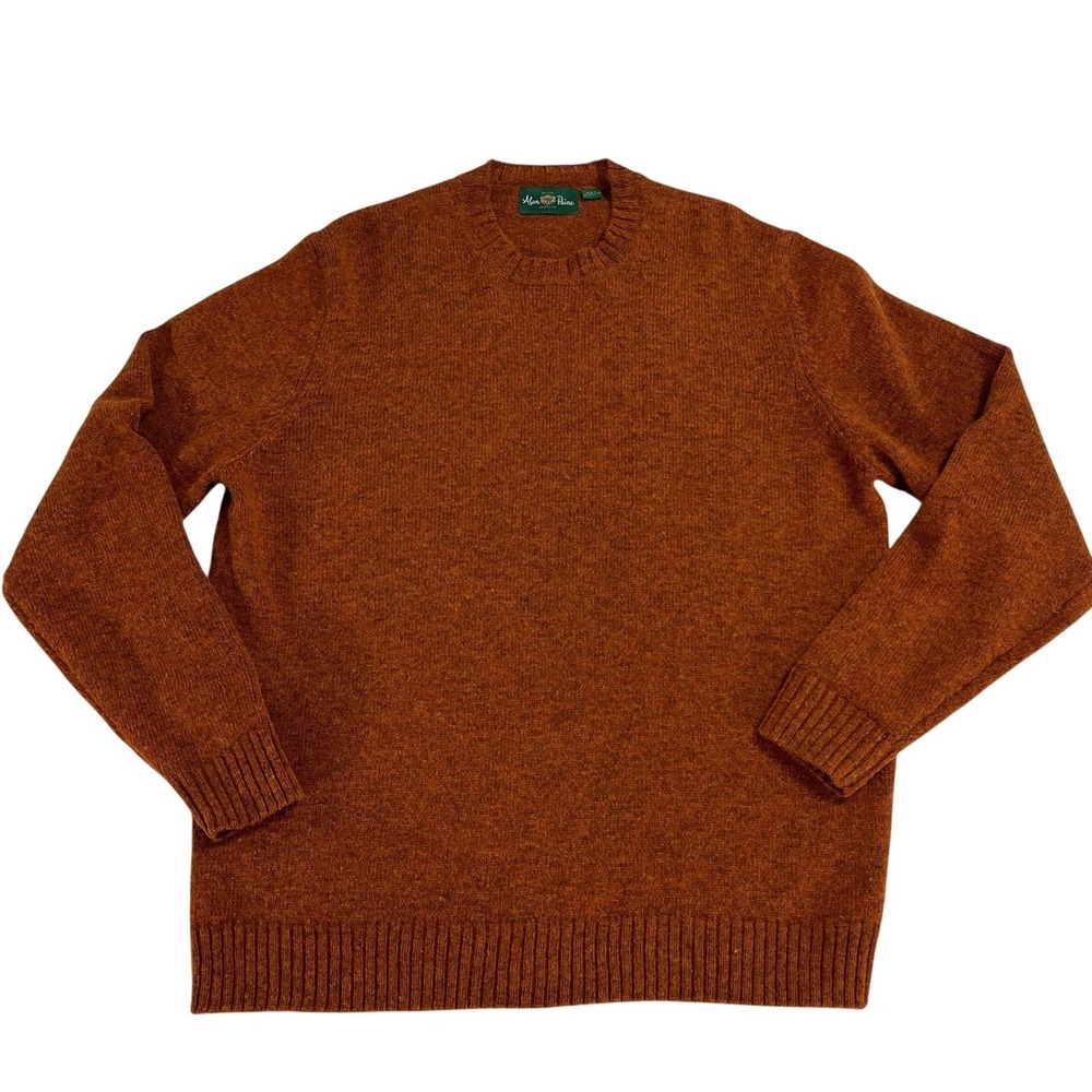 Alan Paine England Sweater Mens XL 46 Pure New Wool Rust Orange Crewneck